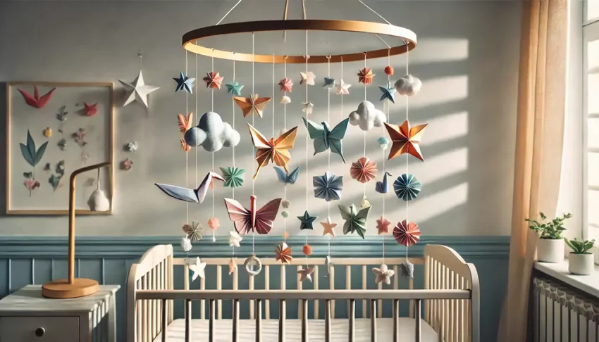Skapa origamimobil för spädbarnsrummet