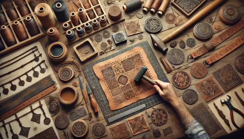 Tillverkning av läderhalsband med stämplade mönster