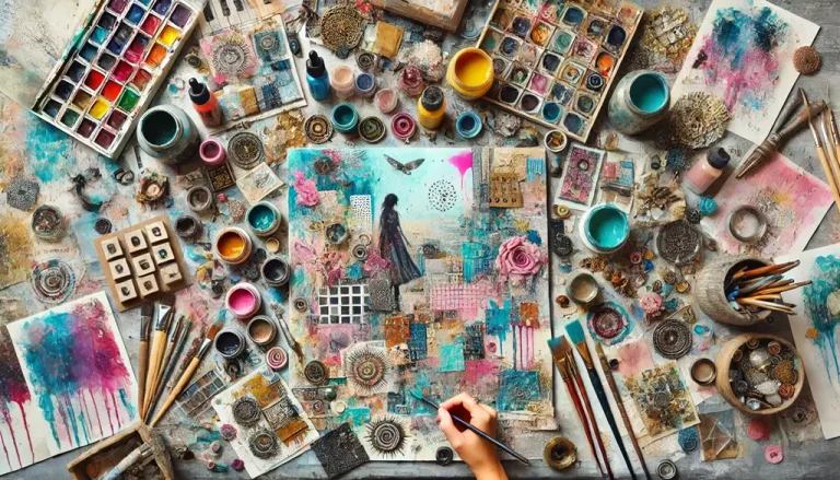Skapa dina första konstverk i mixed media - kombination av olika tekniker